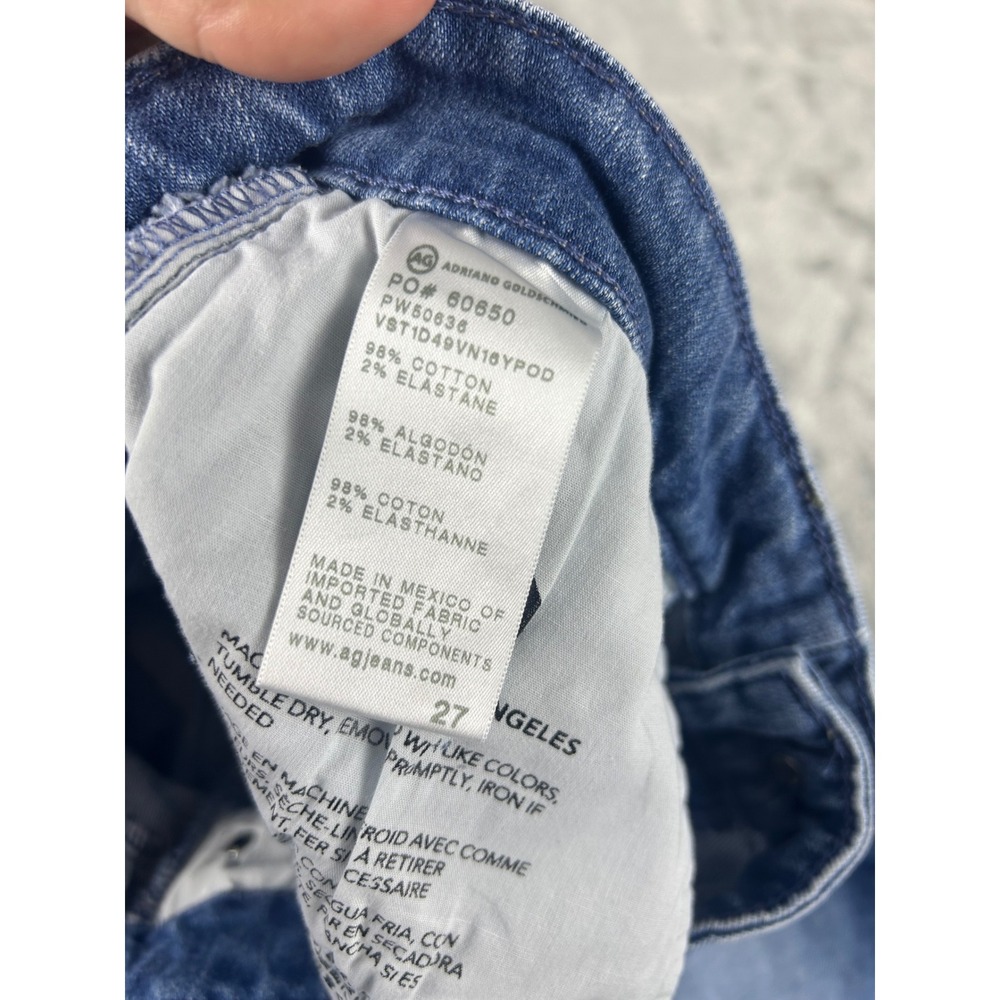 AG Adriano Goldschmied Saige Wide Leg Crop Jean 27 Mid Rise Raw Hem Medium Wash - Picture 8 of 11